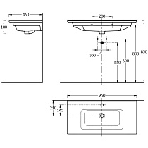 Раковина Kerama Marazzi Piano PI.wb.95 95 см