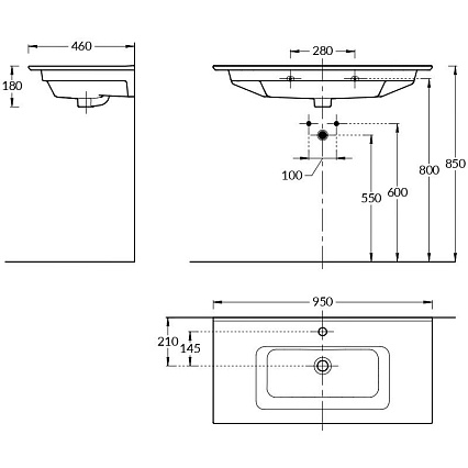 Раковина Kerama Marazzi Piano PI.wb.95 95 см