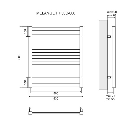 Полотенцесушитель водяной Lemark Melange LM49607 П7 50x60