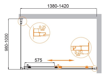 Душевой уголок Cezares MOLVENO-AH-11-140/100-C-Cr-IV 140x100 прозрачный