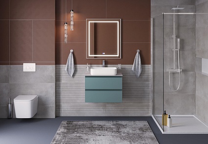 Мебель для ванной BelBagno Kraft 70 см со столешницей, эмаль, Голубой матовый
