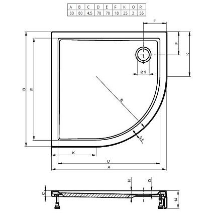 Поддон для душа Riho Davos 279 80x80