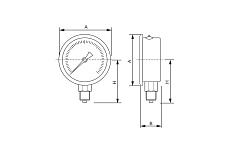 Манометр от 0 до 40 бар из нержавеющей стали, D50 мм, NPT 1/4&quot;, штуцер снизу A-Flow G30-S-4N-50A-40bar