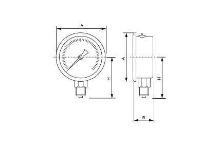 Манометр от 0 до 40 бар из нержавеющей стали, D50 мм, NPT 1/4", штуцер снизу A-Flow G30-S-4N-50A-40bar