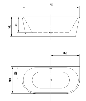 Акриловая ванна Art&Max AM-206-1700-800 170x80