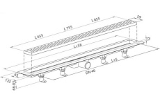 Душевой лоток Plast Brno SZE1751 755 мм с решеткой, сухой затвор