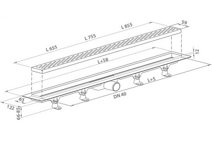 Душевой лоток Plast Brno SZE1751 755 мм с решеткой, сухой затвор