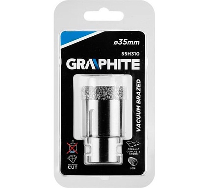 Коронка алмазная вакуумная пайка 35 мм, M14 Graphite 55H310