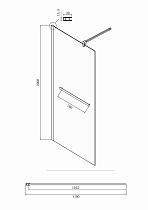 Душевая перегородка Ambassador Walk-In 120x200 15031233 профиль черный