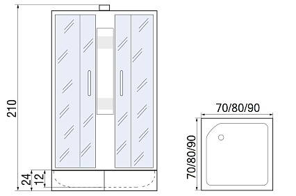 Душевая кабина Мономах Б/К 70/24 S МЗ 70x70 хром, с рисунком 10000005853