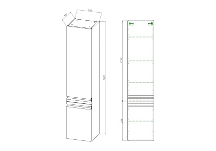 Шкаф пенал Aquatek Вега 35 см AQ70035L