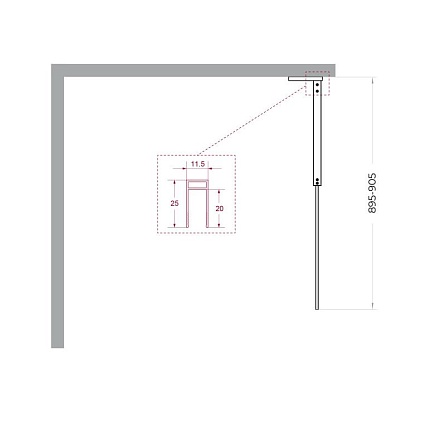 Душевая перегородка Belbagno UNO-L-1-TB-90-GR-GM 90x200 графит, оружейная сталь