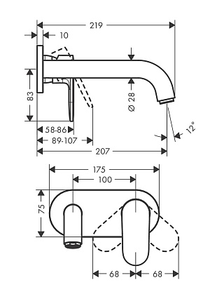 Смеситель для раковины Hansgrohe Vernis Blend 71576670 черный матовый