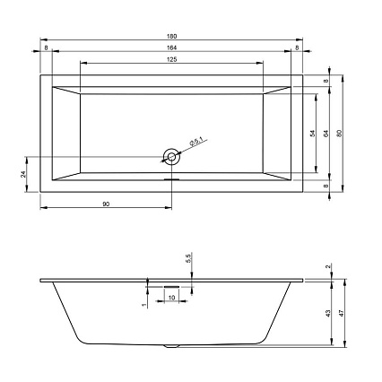 Акриловая ванна Riho Rethink Cubic 180x80 правая