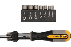 Отвертка с трещоткой Vorel +14 бит 64651