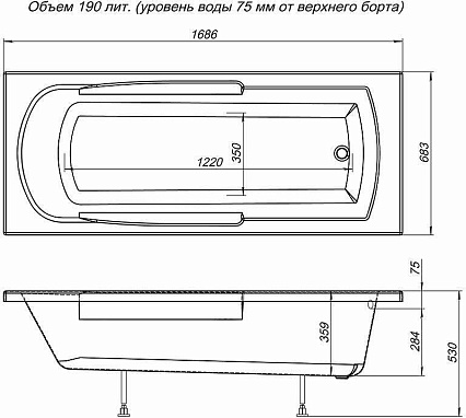 Акриловая ванна Aquanet Extra 170x70 с каркасом 00205482