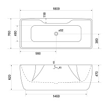 Акриловая ванна BelBagno BB110-180-76 180x76 см