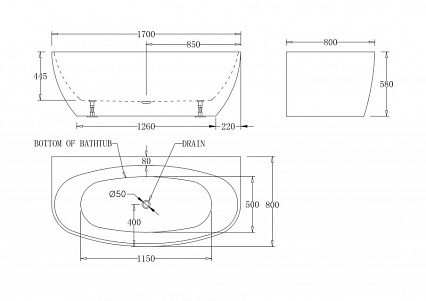 Акриловая ванна BelBagno BB83-1700 170x80