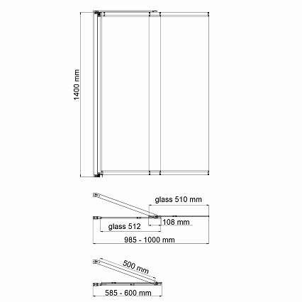 Шторка для ванны WasserKRAFT Main 41S02-100L 100x140 см матовое стекло WasserSchutz, с фиксатором, L