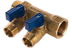 Коллектор Tiemme НВ 3/4', 2х1/2'х16 Н 36 мм, с кранами 1820002