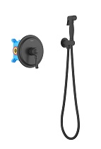 Смеситель Aquatek Классик AQ1519MB с гигиеническим душем, черный матовый