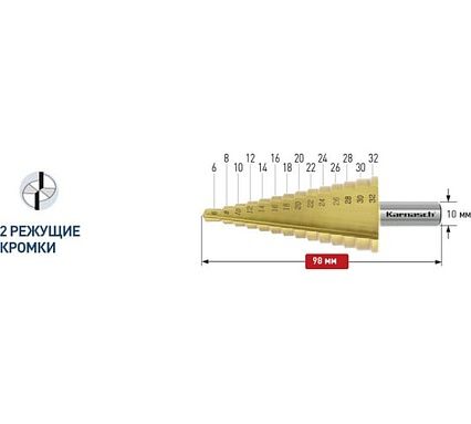 Сверло ступенчатое 6-32 мм Karnasch 21.3035