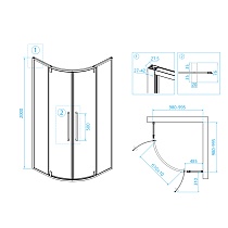 Душевой уголок RGW Stilvol SV-53B 100x100, черный, прозрачное, четверть круга