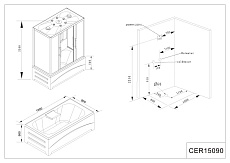 Душевой бокс Cerutti SW-C15090 150x90 с гидромассажем