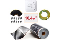 Плёночный электрический тёплый пол ТеплоСофт 10.4 м2, ширина 80 см, с терморегулятором, инфракрасная плёнка 10.4 м2 плёнка80 13метров