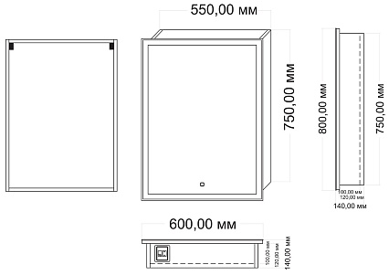 Зеркальный шкаф Azario Minio CS00075840 60x80 см L, с подсветкой