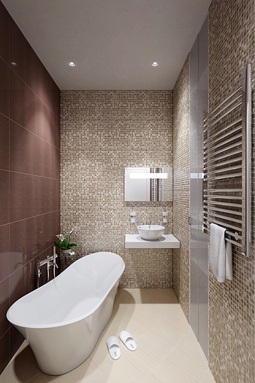 Изысканный минимализм в теплых коричневых тонах в ванной комнате