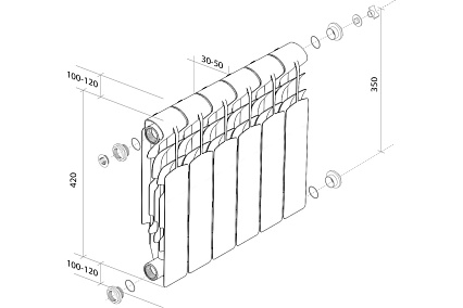 Радиатор Royal Thermo Revolution 350 - 6 секций НС-1070099