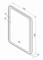 Зеркало Континент Russo Led 50x70 см с подсветкой, антипар ЗЛП2495