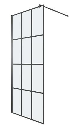 Душевая перегородка Niagara Eco NG-552-70BLACK 70x190 стекло с рисунком клетка, черный