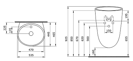 Раковина Bocchi Venezia 1083-004-0126 53.5 см матовый черный