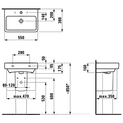 Раковина Laufen Pro 55 8.1895.8.000.104.1