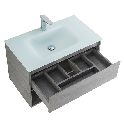 Тумба с раковиной BelBagno Kraft 80 см 1 ящик, полка Cemento Grigio