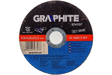 Диск отрезной по металлу 41 A60-T-BF (125x1х22.2 мм) Graphite 57H707