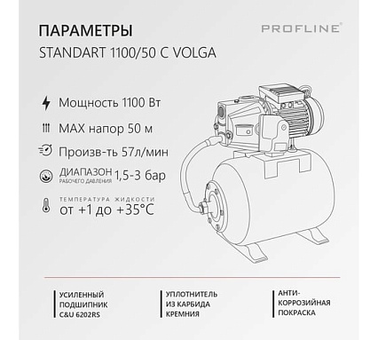 Насосная станция PROFLINE Standart 1100/50C Volga 24L УТ-00048563