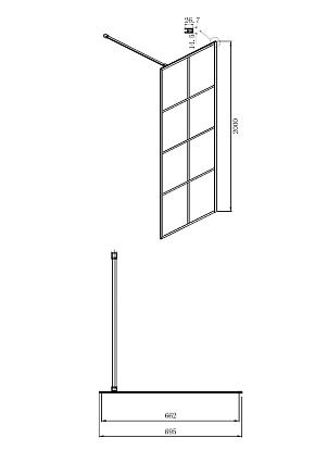 Душевая перегородка Ambassador Walk-In 70x200 15031243 профиль черный