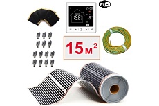 Плёночный электрический тёплый пол ТеплоСофт 15м.кв. с умным wi-fi терморегулятором плёнка 15м.кв./М2