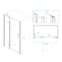 Душевая дверь RGW Passage PA-07B 140x195, прозрачное, черный, L