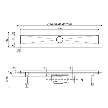 Трап для душа Timo Drain System 800 DS230208/17 80 см, вставка Plate, матовое золото