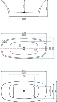 Акриловая ванна Aquanet Family Smart 170x78 см, 88778-GW-MB белый/черный матовый