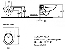 Подвесной унитаз Geberit Renova 203040000