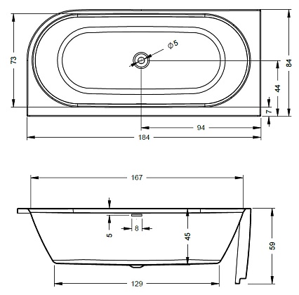 Акриловая ванна Riho Desire Corner 184x84 см R белый