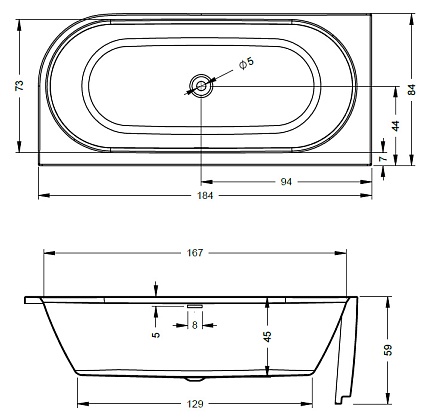 Акриловая ванна Riho Desire Corner 184x84 см R белый