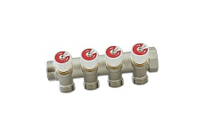Коллектор НВ 3/4 4х1/2 Н 40мм никелированный с вентилями Uni-Fitt 400N3240