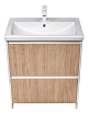 Мебель для ванной Velvex Klaufs 70 см напольная, 2 ящика, белый глянец/дерево шатанэ