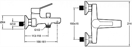 Смеситель для ванны Jacob Delafon Eo E24160RU-CP